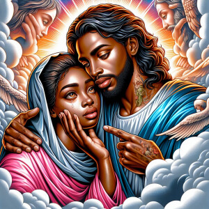 Ensure that the image distinctly represents both Jesus Christ an...