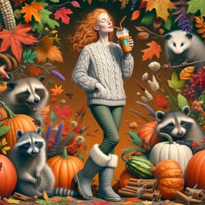 Create a photorealistic image of a woman with ginger hair and pa...