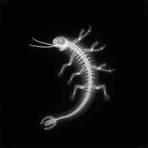 Sonogram image of an unidentified creature with distinct anatomi...