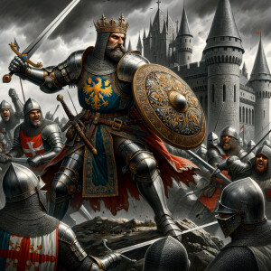 A great king in a battle fighting