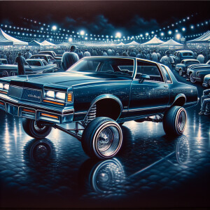 Midnight blue 1984 Cutlass Supreme transformed into a lowrider w...