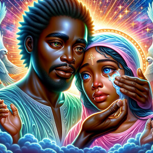 Ensure that the image distinctly represents both Jesus Christ an...