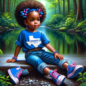 Design a digital art piece depicting a three-year-old African Am...