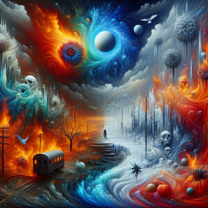 Fiery frozen ok, surreal --chaos 20 --style raw --p --stylize 70...