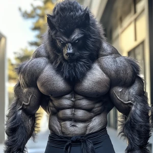 Lycan hairymuscles showing off full body col view