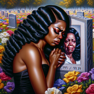 A beautiful light-skinned African-American woman with long wavy...