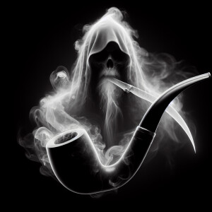 Sharp photography of a pipe, with smoke rising from it and trans...