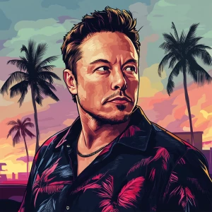 Elon Musk in GTA art style — — in the style of a Grand Theft Au...