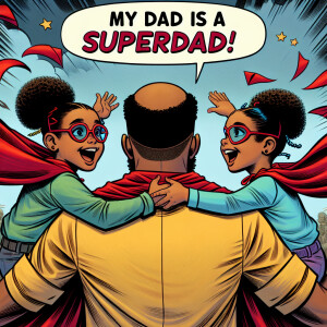 A Puertorican father, with a receding hairline, is holding the h...