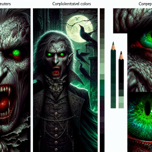 errie vampire with green glowing eyes detailed matte painting, d...