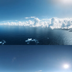 Panorama skybox texture, blue clear sky with fluffy white clouds...