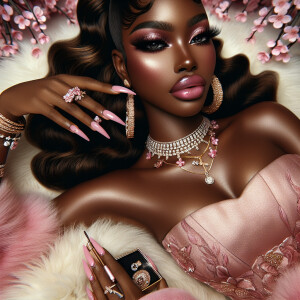 Create a realistic airbrushed illustration of an light skin Afri...
