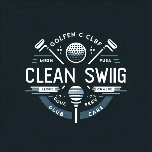 Create a minimalist, sophisticated, modern inspired logo for "Clean Swing," a golf club care service offering cleaning, buffing, polishing, and refinishing. The logo should emanate a premium, upscale vibe akin to top sporting brands like Nike and Callaway, emphasizing simplicity, clever negative space utilization, and limiting elements to three colors maximum. Eschew cartoonish graphics, depictions of golf balls, clubs, detailed artwork, and any text or numerals.