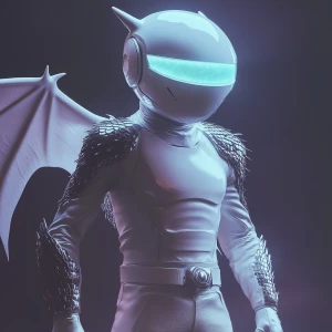 Marshmello's iconic white, smooth, and round helmet-like head, b...