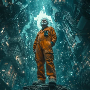 A cinematographic journey of a man with gray hair 40 years old b...