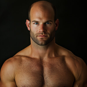 Create a body portrait image of a 40 year old man who’s balding...