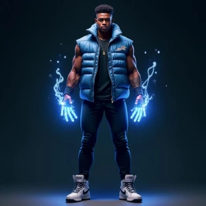 A T pose full body concept illustration of A powerful black Nige...