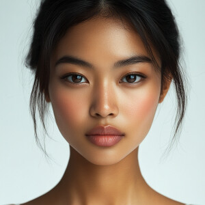 Create a portrait of a 21-year-old Singaporean-African American...