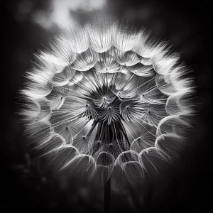 Black and white dandelion