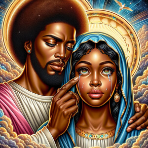 Ensure that the image distinctly represents both Jesus Christ an...