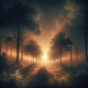 exposure, trees, dawn, hyper realistic HD