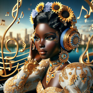 "Create a 3-D realistic image of a beautiful light skinned Afric...