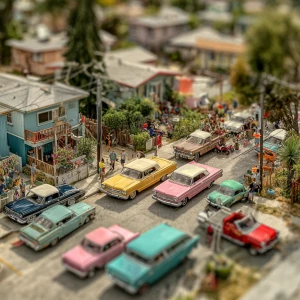 A macro view of a neighborhood in South Central los Angeles, dep...