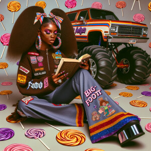 A illustration of a melanin brown skin girl reading a book enjoy...