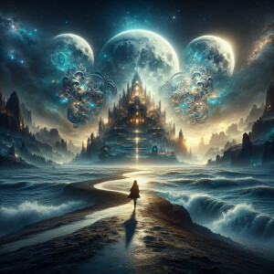 Sea waves Moon moon moon road on which stands a girl Epic cinema...