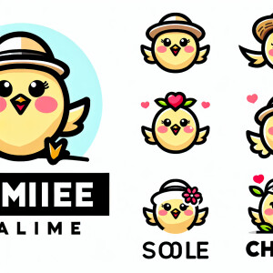 a cute chick with blush wearing a white hat