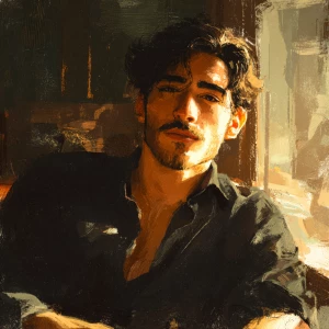 a handsome man, persian, 36 years old, thick eyebrows, long eyel...