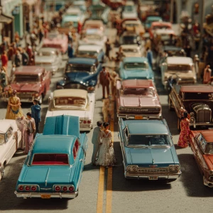 A macro view of a figueroa street in South Central los Angeles i...