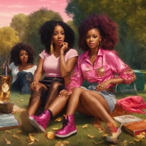 Compose a 300dpi digital painting, capture a lively back-to-scho...