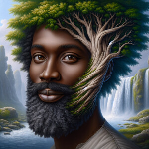A hyper-realistic 3-D oil painting depicting a tree integrated w...