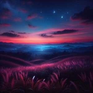 Capture the serene beauty of a sunset-lit sky with vivid descrip...
