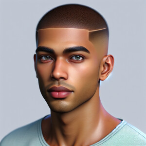 Close up photo of a 3D image of a Handsome LIGHT SKIN African Am...