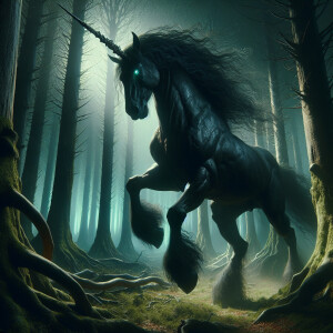 "In the heart of the shadowy forest, where light barely pierces...