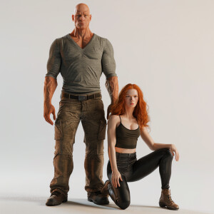 A photorealistic high resolution image. Light ginger haired fema...