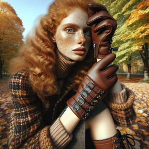 Photorealistic image. Beautiful ginger haired, pale skin, freckl...