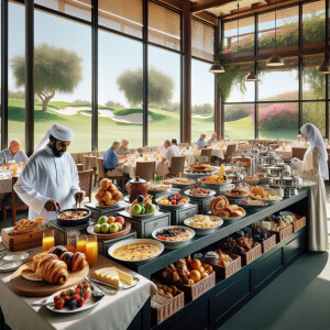 Brunch buffet service at a golf course restaurant