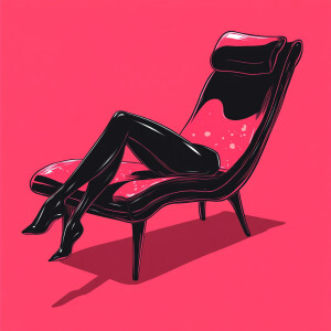 Funny, cartoon, waxy, wacky, chaise lounge ( chair is empty stra...