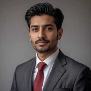 Photography, photo for resume, a South Asian man in a suit, look...