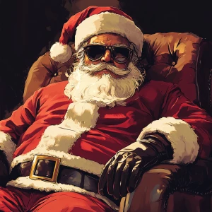 Generate Santa in role godfather. Use carton style.