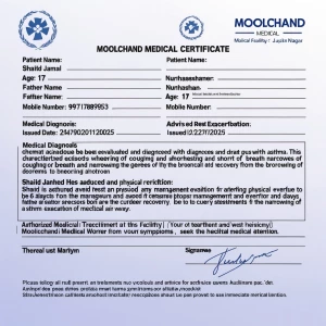 Moolchand Medical Certificate

Patient Name: Shahid Jamal...