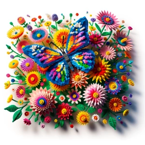 A butterfly dancing in the flowers