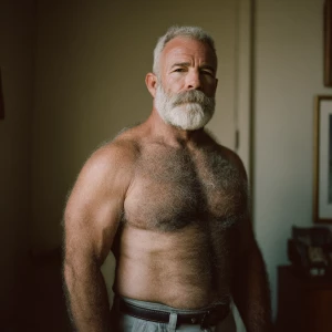 A light-skinned, muscular man with a substantial amount of body...