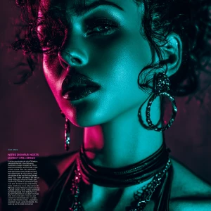“noir neon femme-fatale aesthetic, cinematic lighting, deep shad...