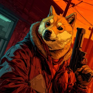 MEME DOGE in GTA art style,  , highly detailed character portrai...