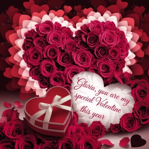 Craft a visually striking image for Valentine’s Day, featuring v...