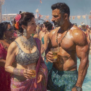 Hyperrealism painting. a gujarati  v mother in law, in her late...